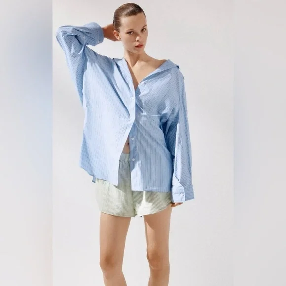 Zara Striped Gray Women's Shorts - Picture 6 of 8